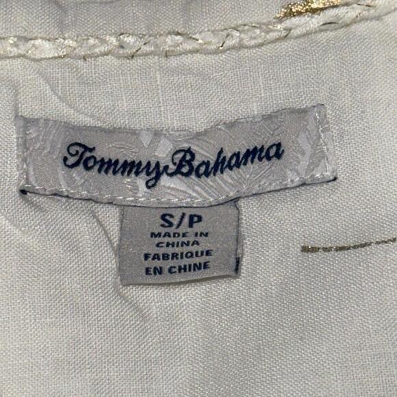 TOMMY BAHAMA Women’s Beach Daze Palm Trees Linen Shirt In White Gold Palm-Small - Picture 11 of 12